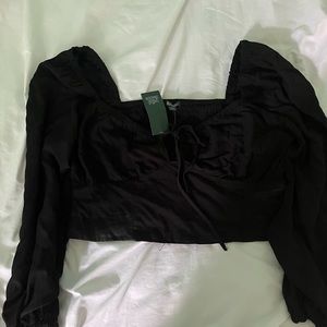 XL Wild Fable Black Long Puff Sleeve Crop Top